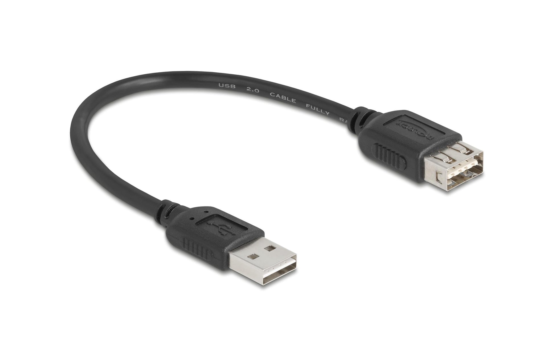 DeLOCK USB-A Verlängerungskabel (Stecker auf Buchse) – USB 2.0 (480 Mbit/s) – 0,2 m – Schwarz