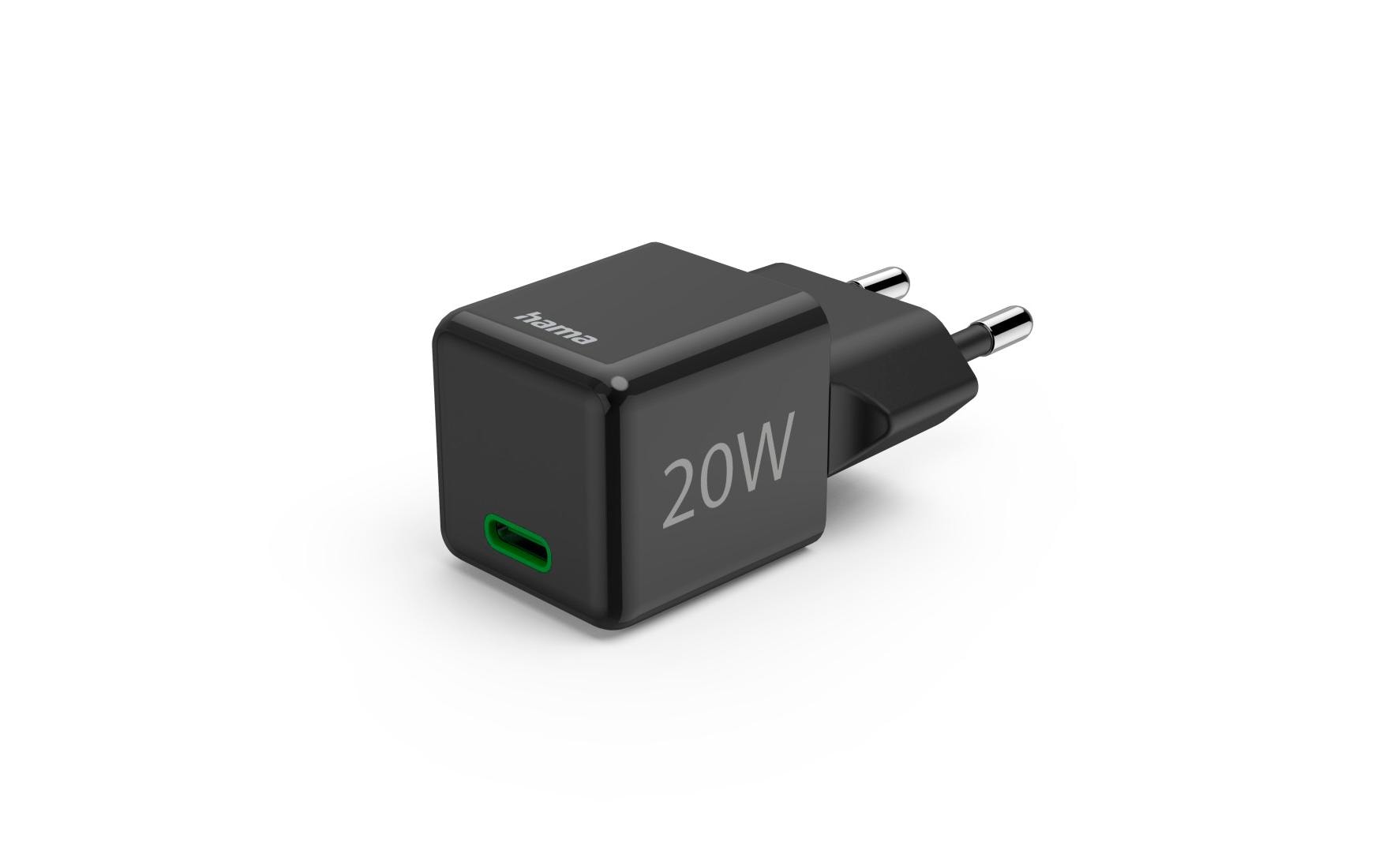Hama 00201984 USB-Ladegerät 20 W – USB-C×1 – PD 3.0, QC 3.0 – Schwarz