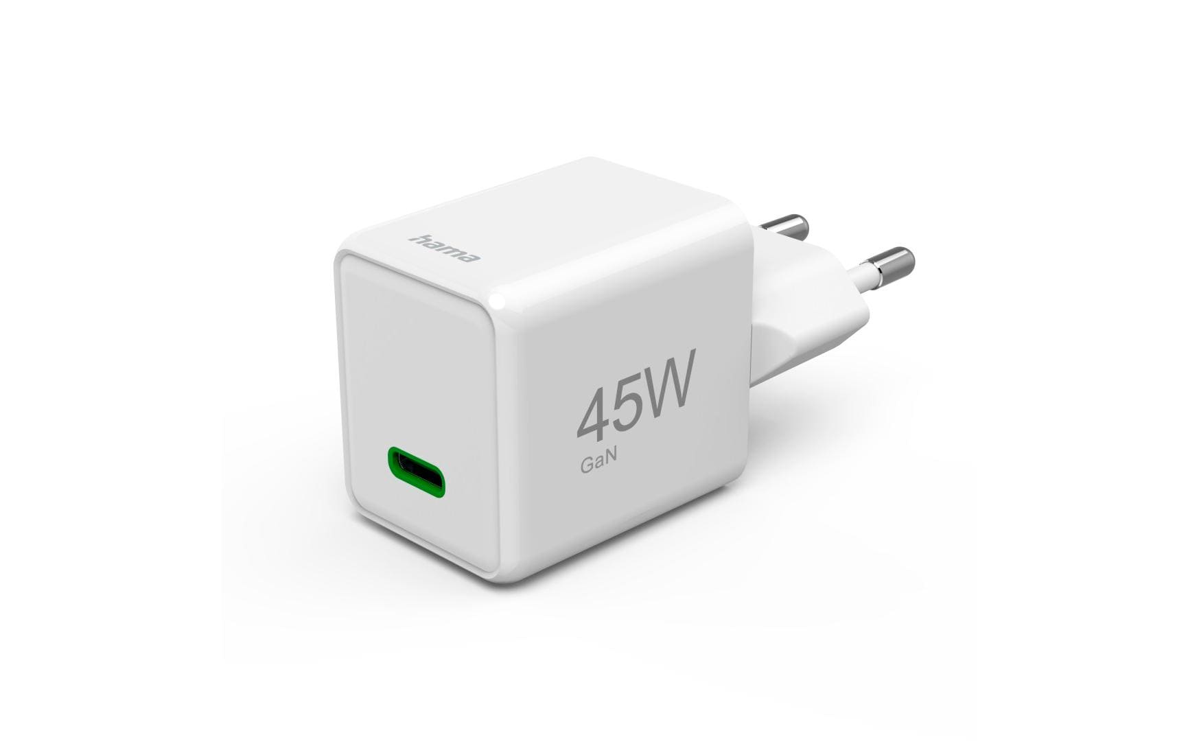 Hama 00201983 USB-Ladegerät 45 W – USB-C×1 – PD 3,0, QC 3,0, GaN – Weiss