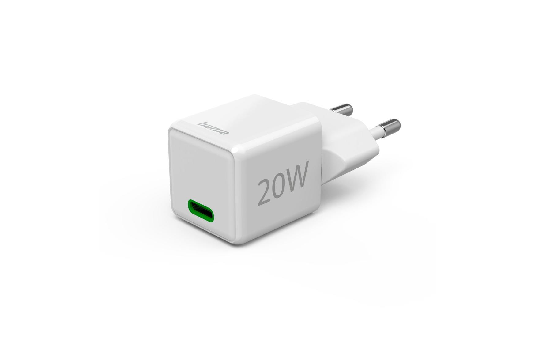 Hama 00201980 USB-Ladegerät 20 W – USB-C×1, PD 3.0, QC 3.0 – für Smartphone – Weiss