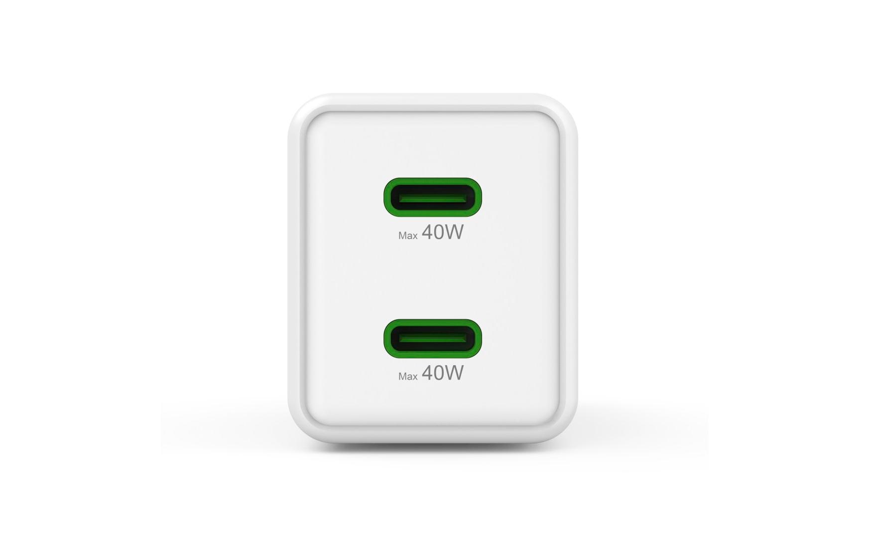 Hama 00201989 USB-Ladegerät 40 W – USB-C×2 – PD, QC 3.0, GaN – Weiss