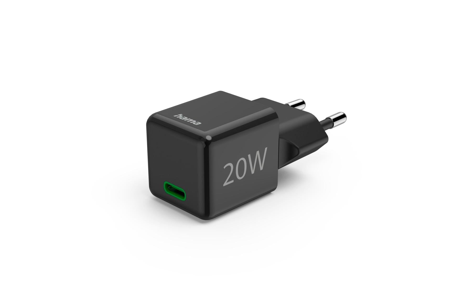 Hama 00201984 USB-Ladegerät 20 W – USB-C×1 – PD 3.0, QC 3.0 – Schwarz