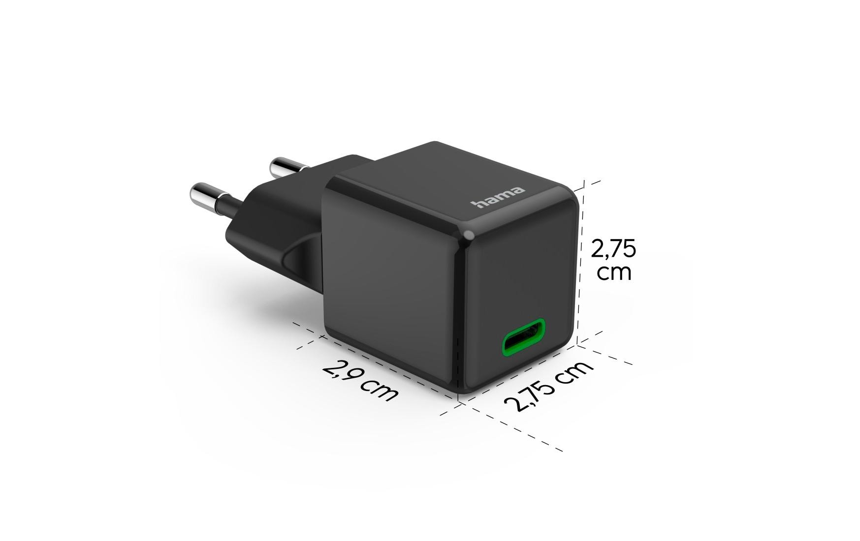 Hama 00201984 USB-Ladegerät 20 W – USB-C×1 – PD 3.0, QC 3.0 – Schwarz