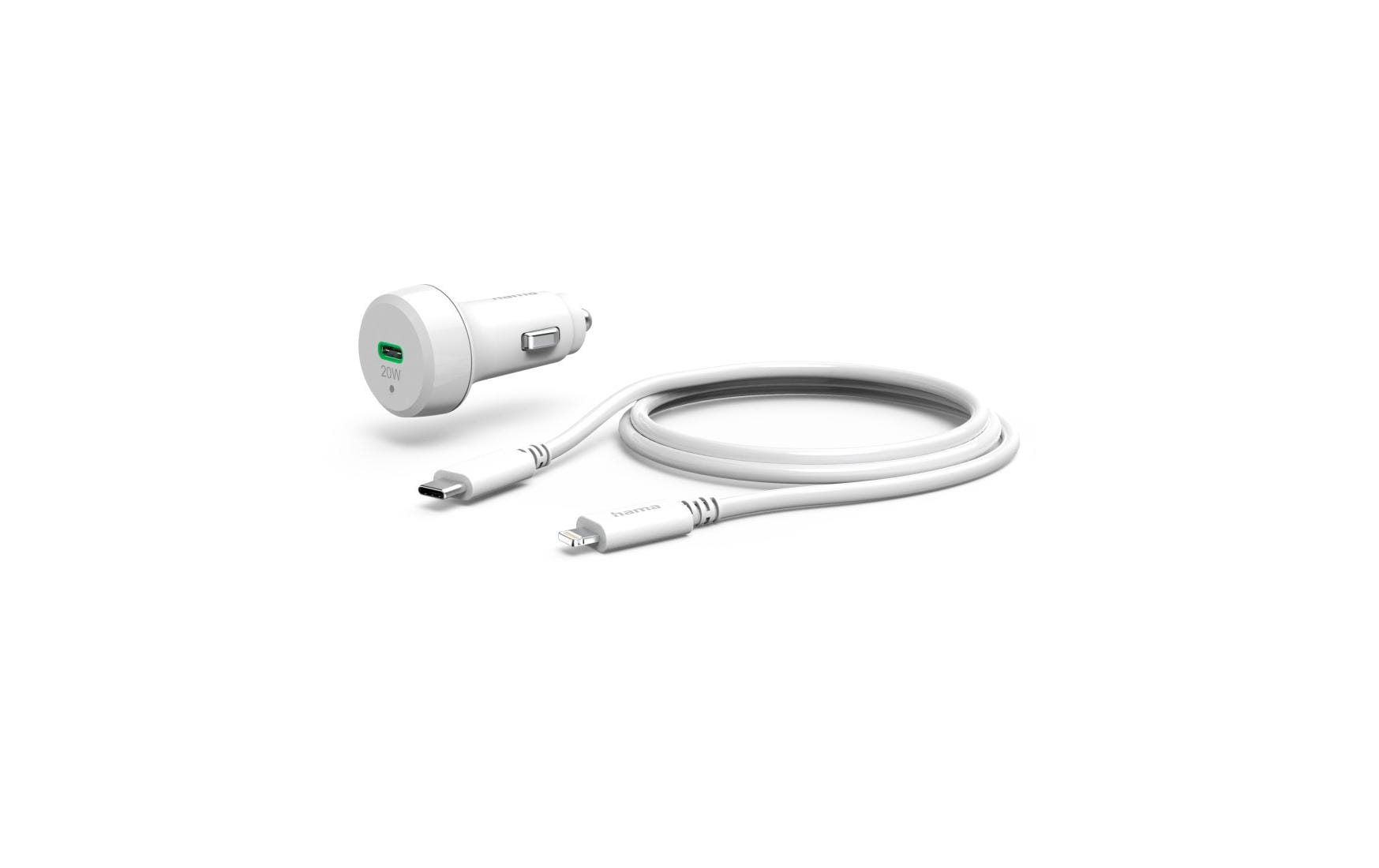 Hama Auto-Ladegerät Lightning – 20 W, 1× USB-C, PD, mit Kabel – für Smartphones, Tablets
