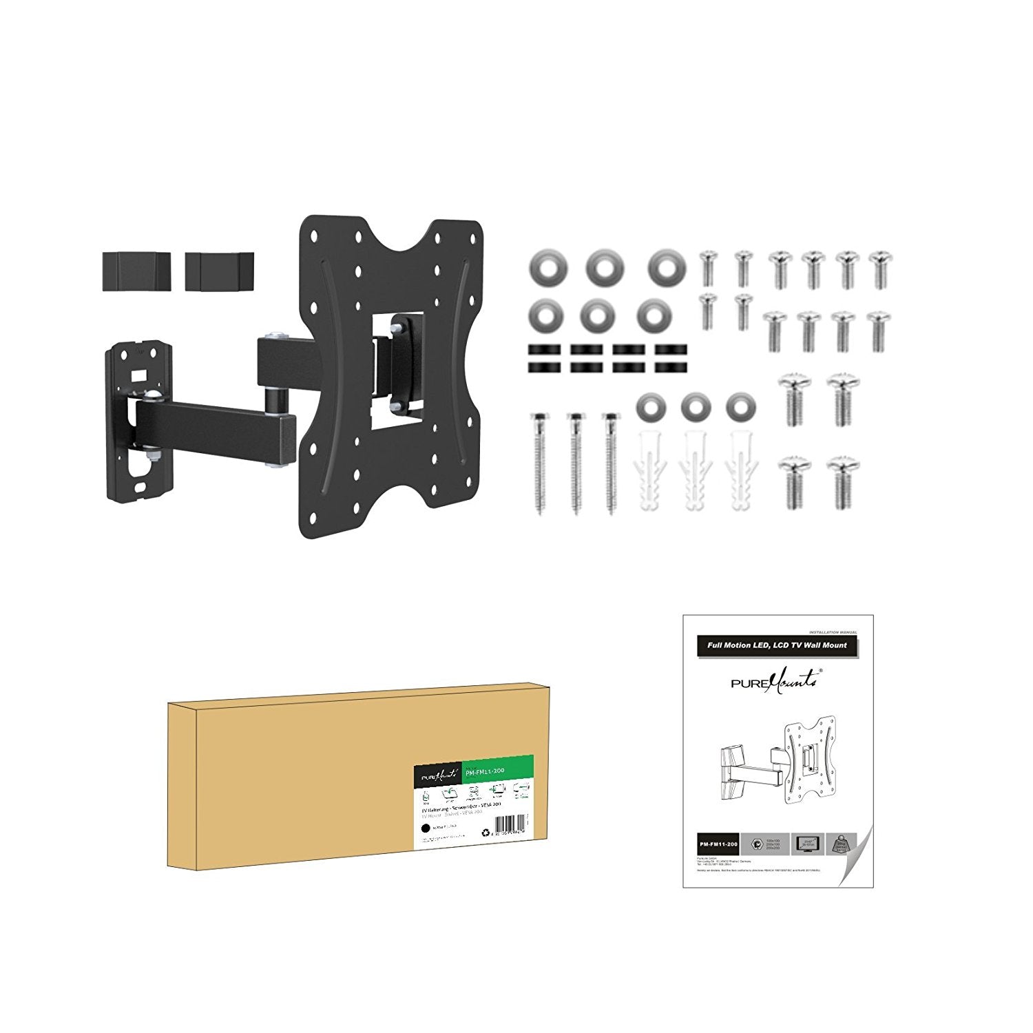 PureMounts Wandhalterung – Vollbeweglich – 23–42" – VESA 100×100–200×200 – bis 30 kg – PM-FM11-200