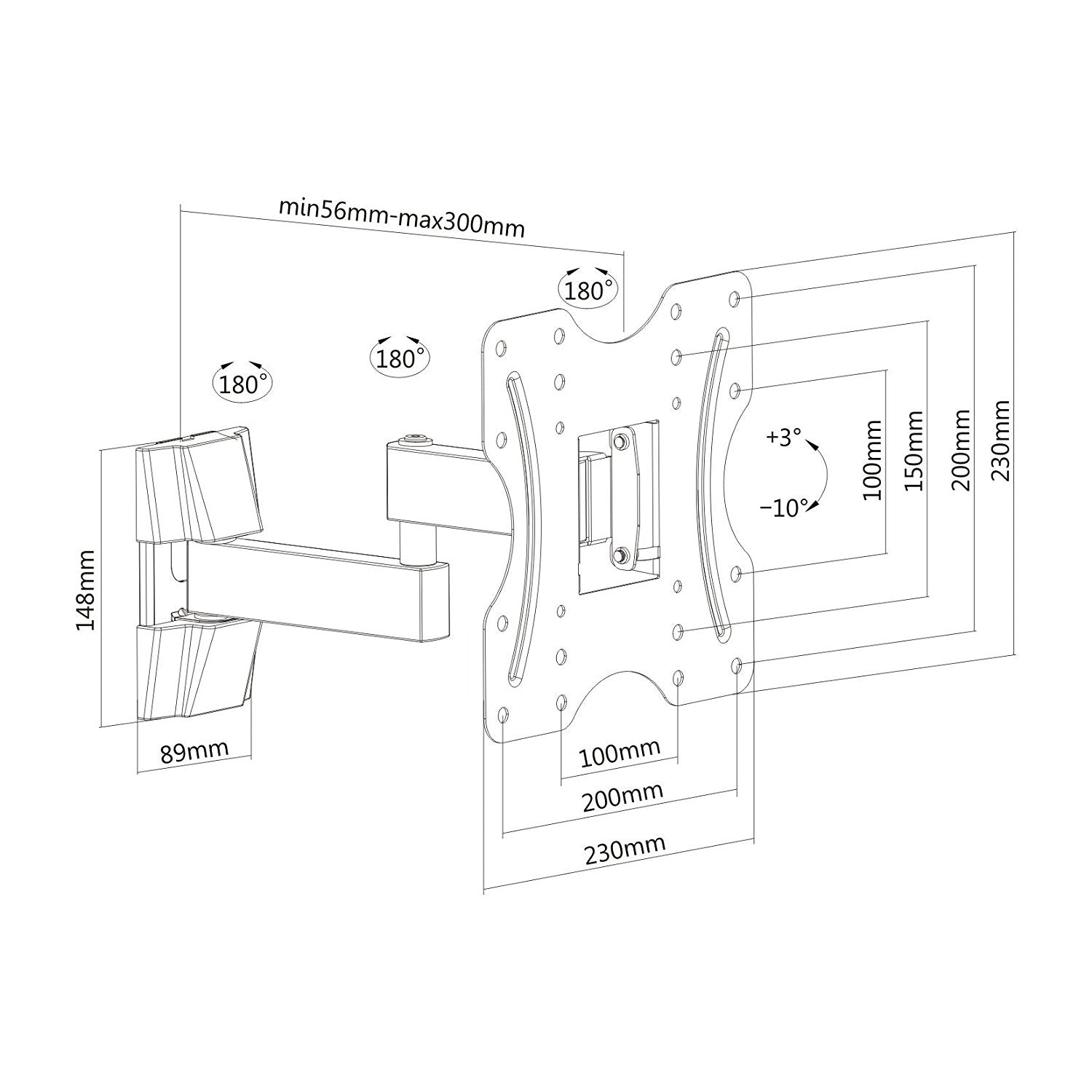 PureMounts Wandhalterung – Vollbeweglich – 23–42" – VESA 100×100–200×200 – bis 30 kg – PM-FM11-200