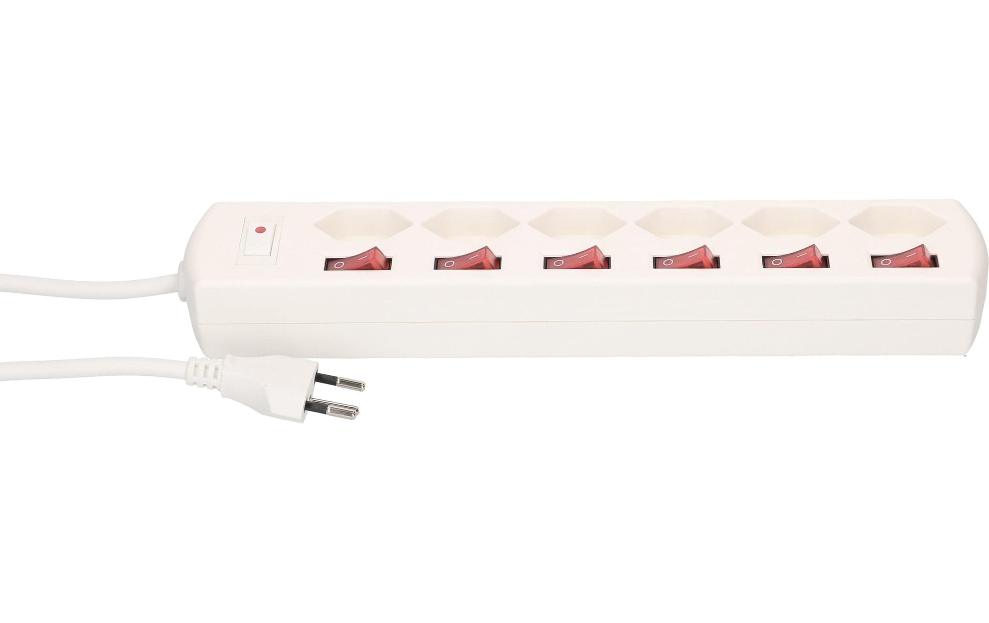 Max Hauri AG Steckdosenleiste – 6 Steckdosen, 2300 W, 10 A, 1,5 m Kabel, Eingang T12, Ausgänge T13, Weiss