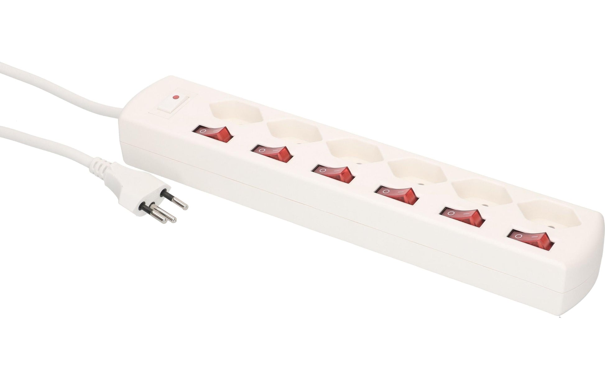 Max Hauri AG Steckdosenleiste – 6 Steckdosen, 2300 W, 10 A, 1,5 m Kabel, Eingang T12, Ausgänge T13, Weiss