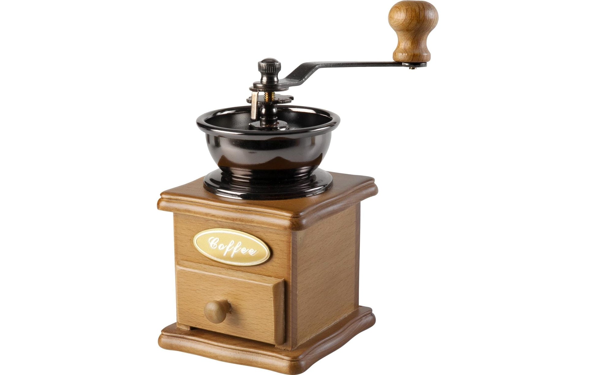 Ibili Hand-Kaffeemühle 750720 – manuelles Mahlwerk, Stahl/Nussbaumholz – hellbraun