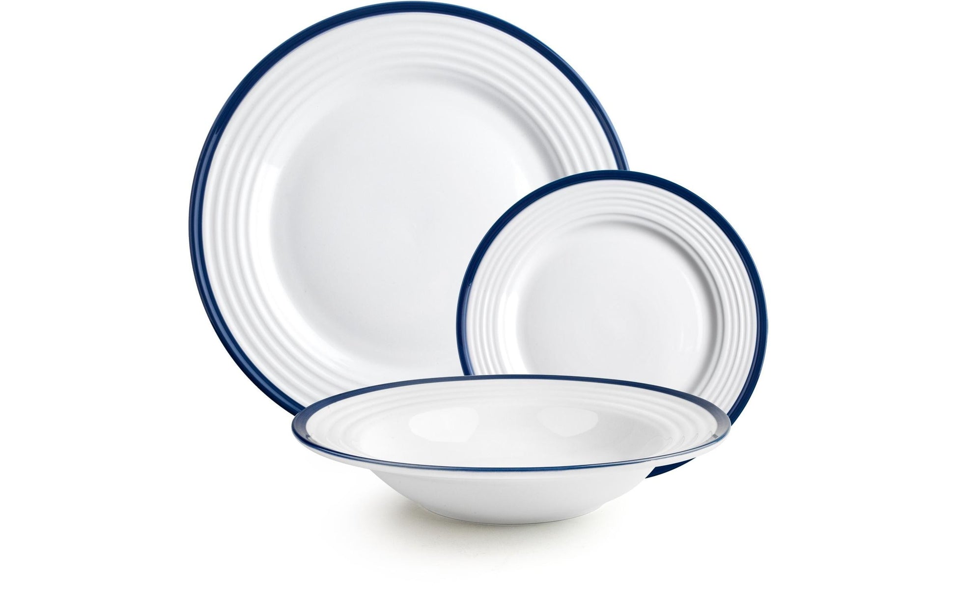 Ibili Speise-Service Provence – Set 12-teilig, Ø 27,1 cm, Porzellan, Blau/Weiss, spülmaschinenfest