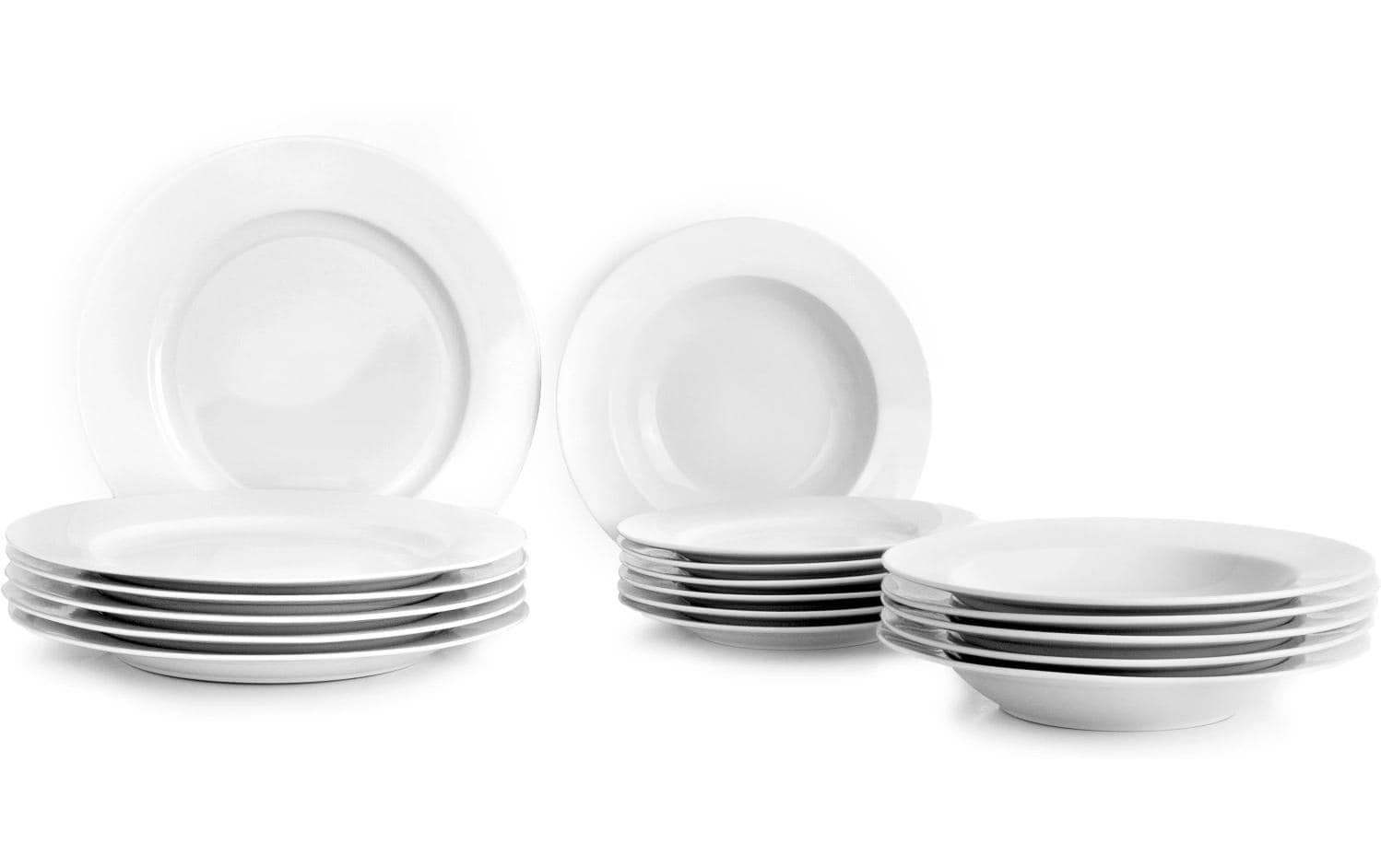 Ibili Speise-Service – Set 18-teilig, Ø 27,1/23,2/20,3 cm, Porzellan, spülmaschinenfest, mikrowellengeeignet