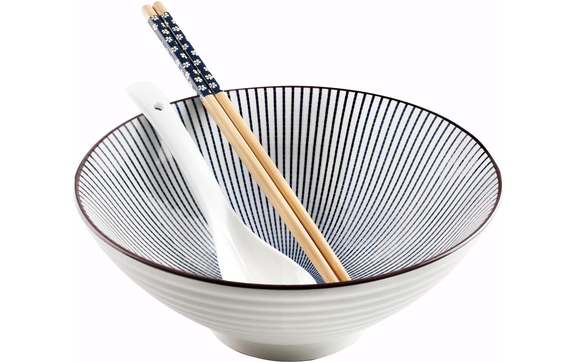 Ibili Nudelsuppenschale Hakata – 4-teiliges Set, 1,2 l, Ø 20,7 cm, Porzellan, spülmaschinenfest