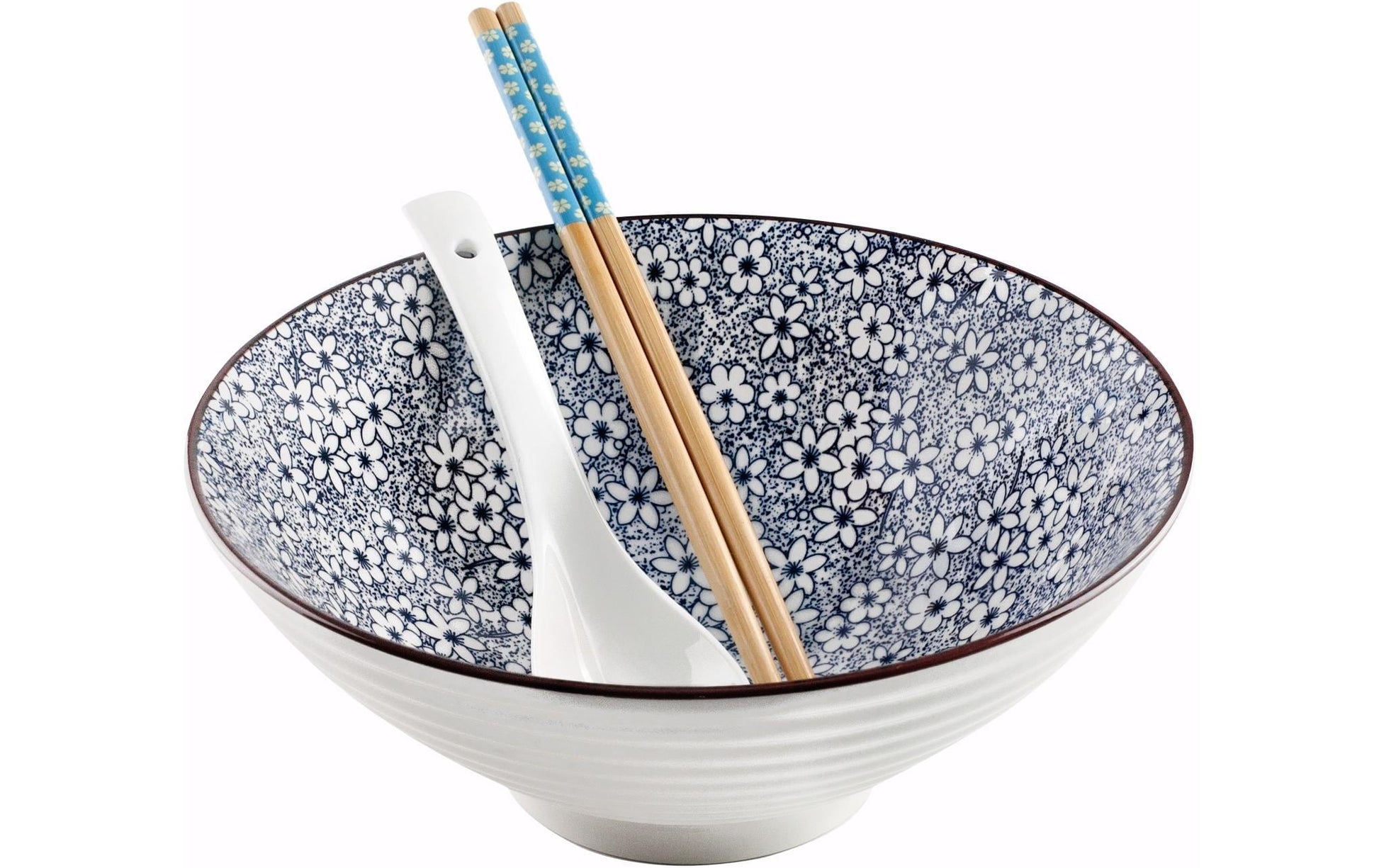 Ibili Nudelsuppenschale Sapporo – 4-teiliges Set, 1,2 l, Ø 20,7 cm, Porzellan, spülmaschinenfest