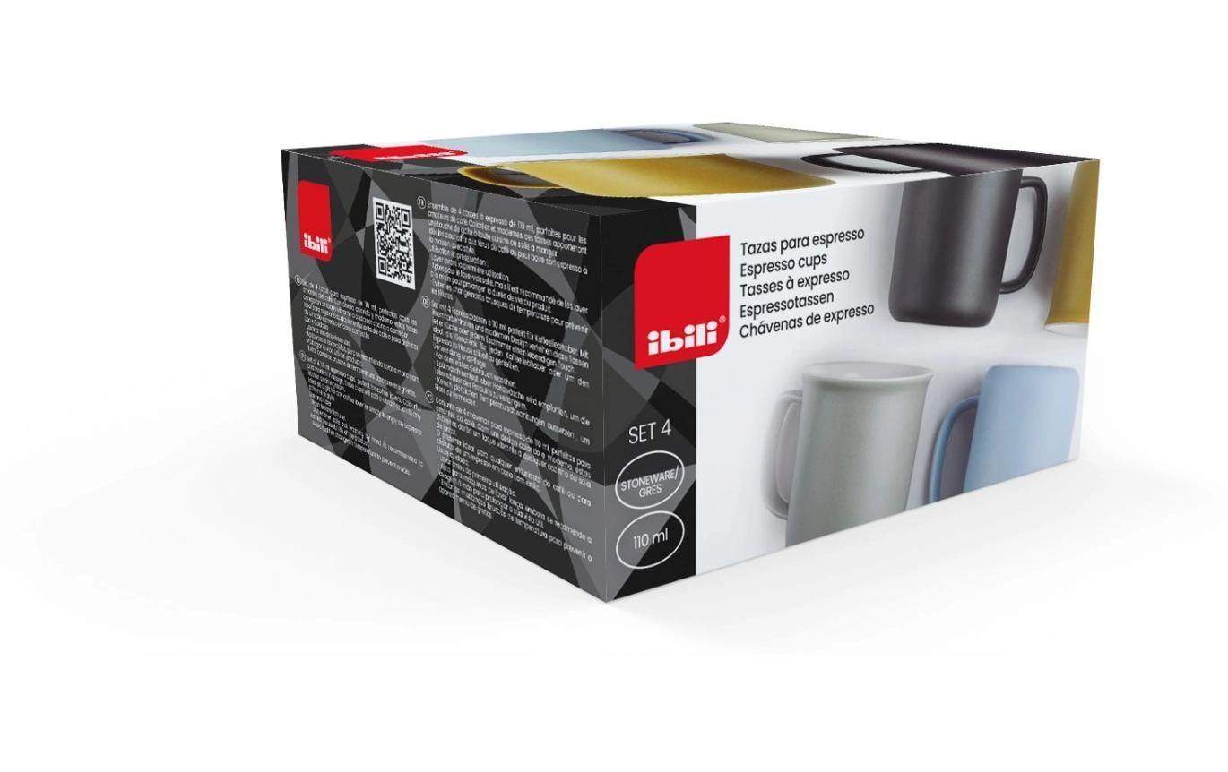 Ibili Espressotassen – 4er Set, 110 ml, Ø 6,4 cm, Keramik, Mehrfarbig