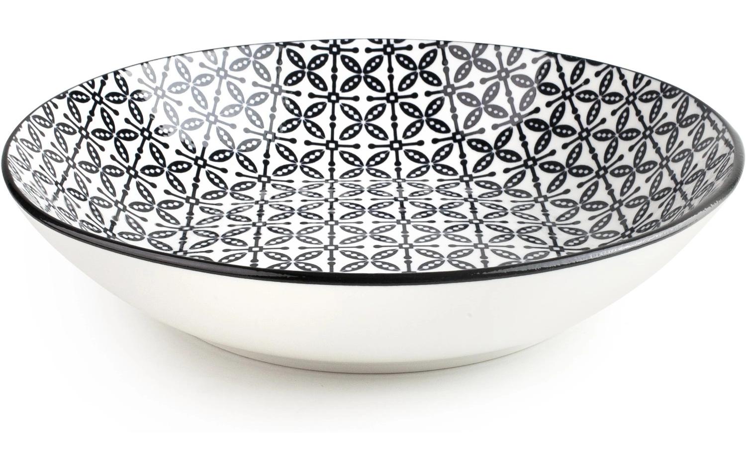 Ibili Speise-Service – 12-teilig, Ø 26,8/20/19,2 cm, Porzellan, Schwarz/Weiss, spülmaschinenfest