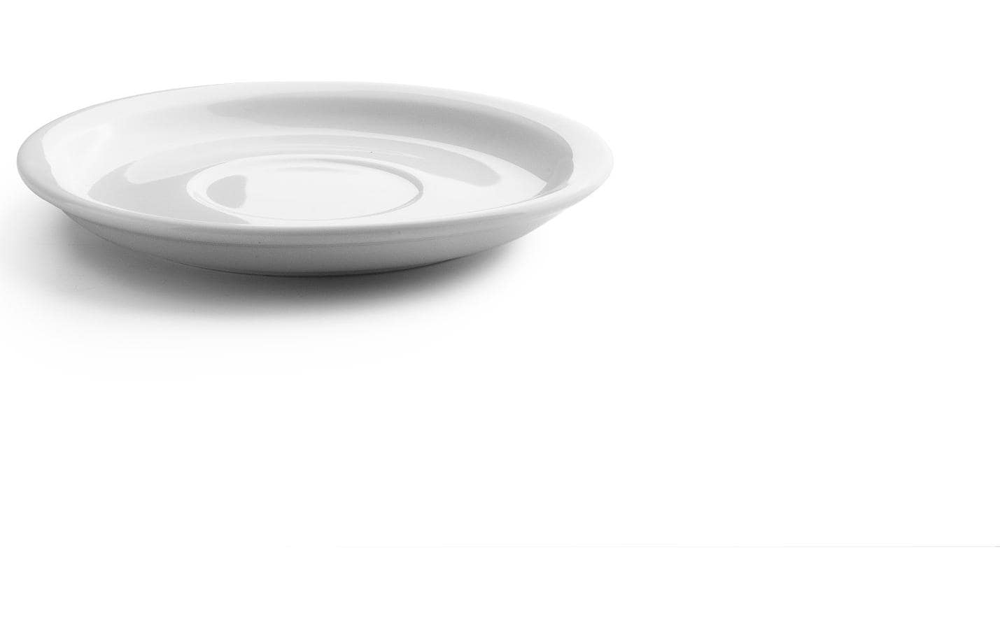 Ibili Kaffeetassen mit Unterteller – 12-teiliges Set, 230 ml, Glas, Weiss, spülmaschinenfest, mikrowellengeeignet