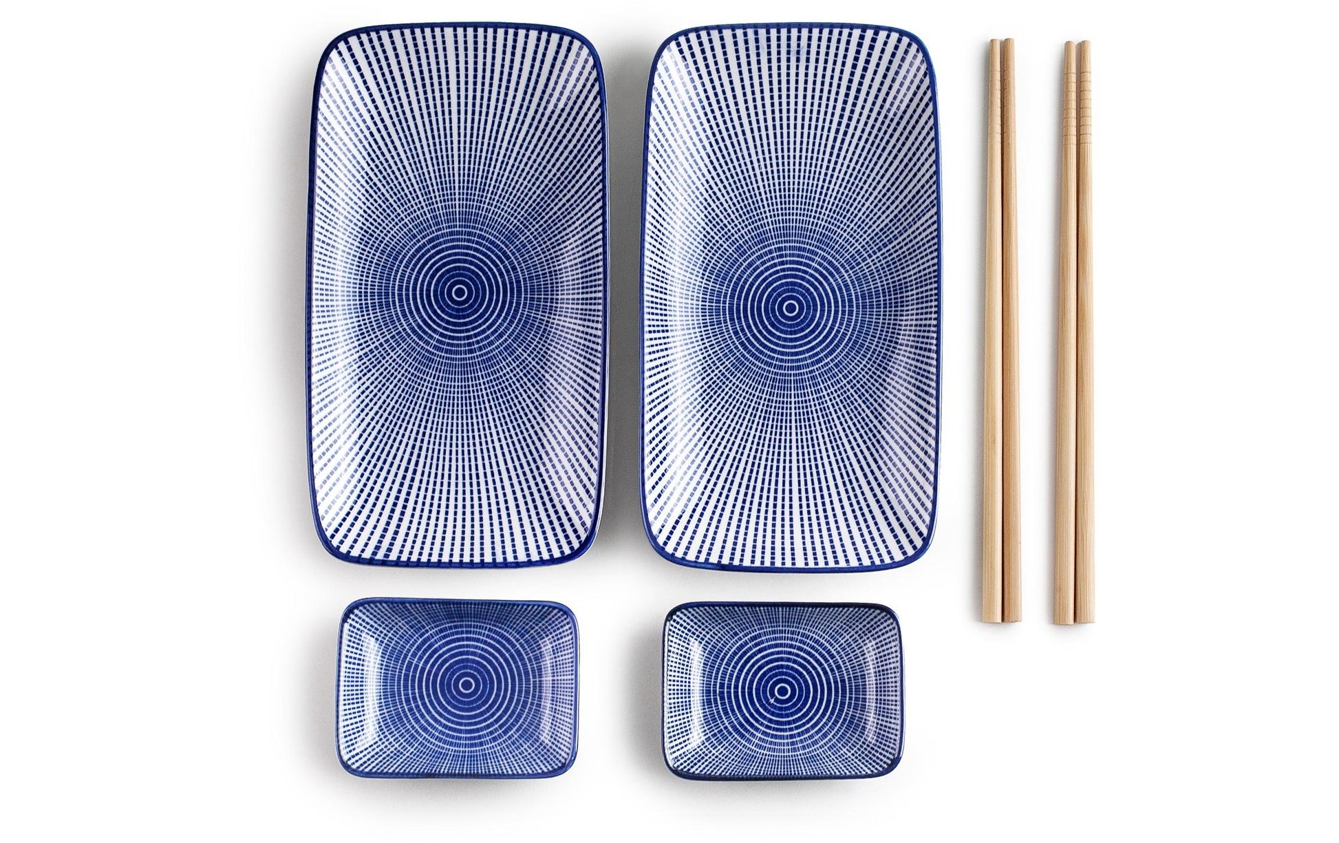 Ibili Sushi-Set – 6-teiliges Set, 12,3 × 22,4 × 2,7 cm, Keramik, Blau