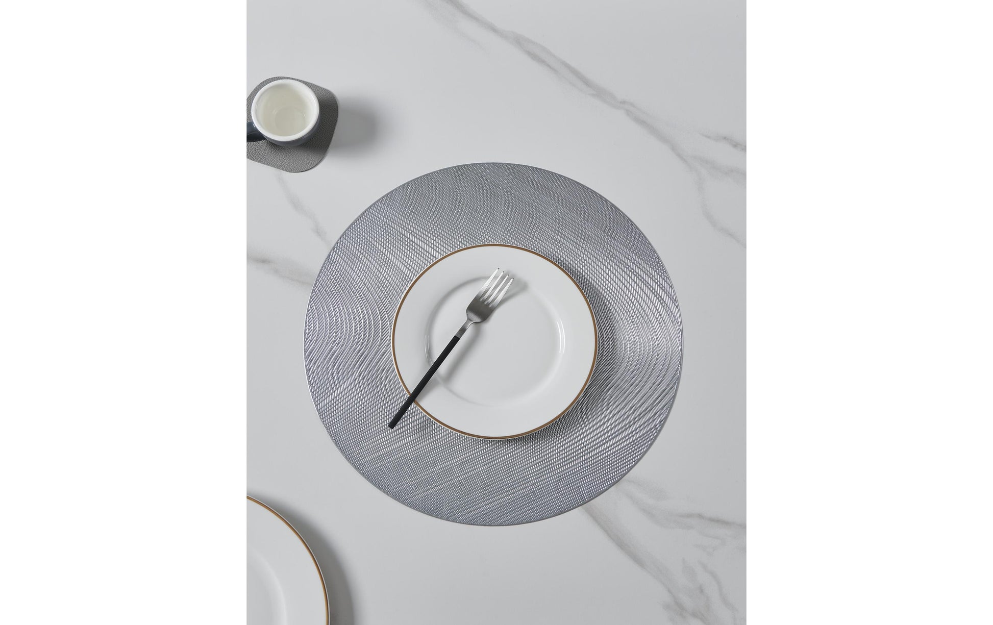 Eglo Tischset Pengandan – rund, Kunststoff, silber, Ø38 cm