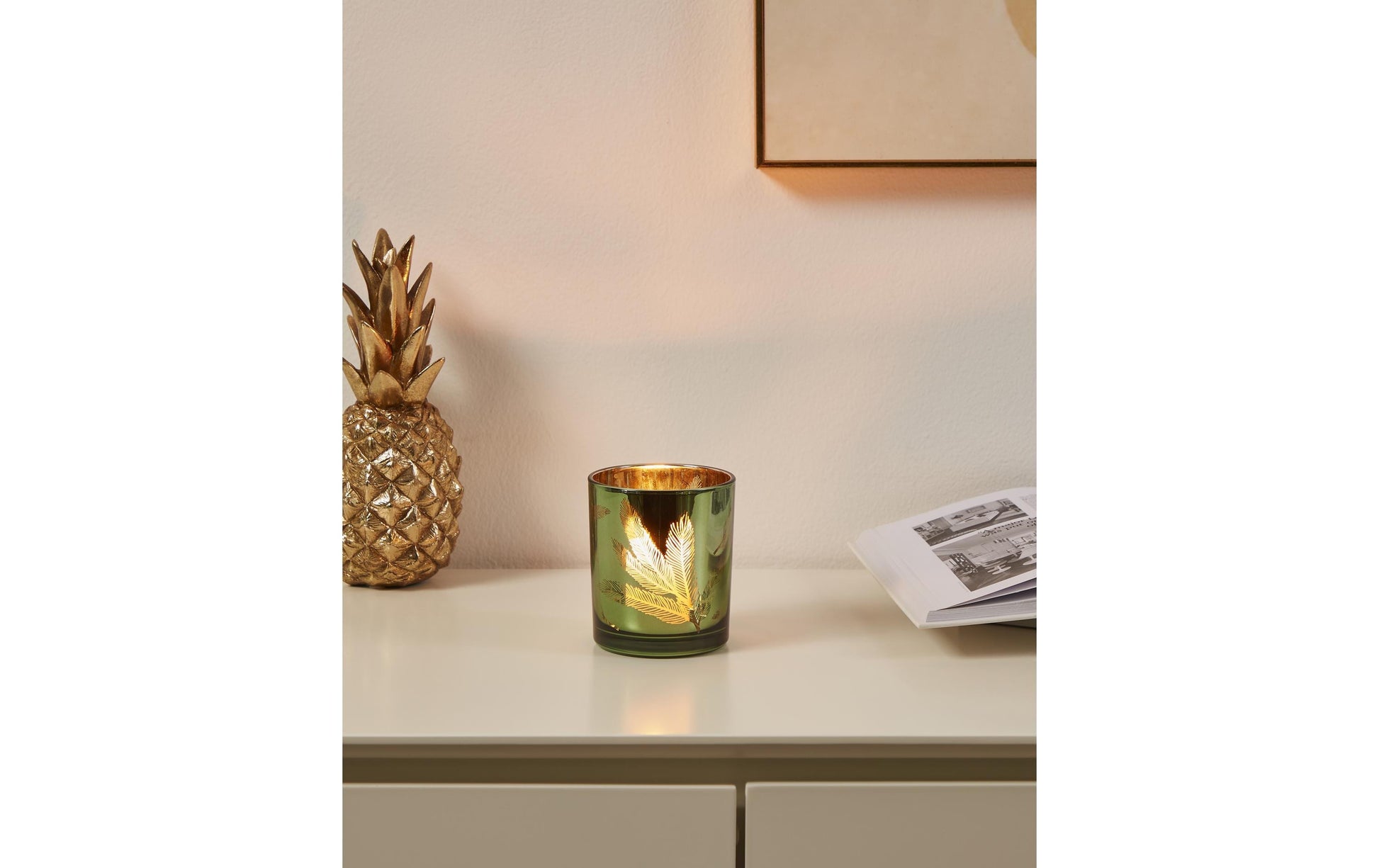 EGLO LUKUT Windlicht – Glas, grün – Ø 8,8 × 10 cm