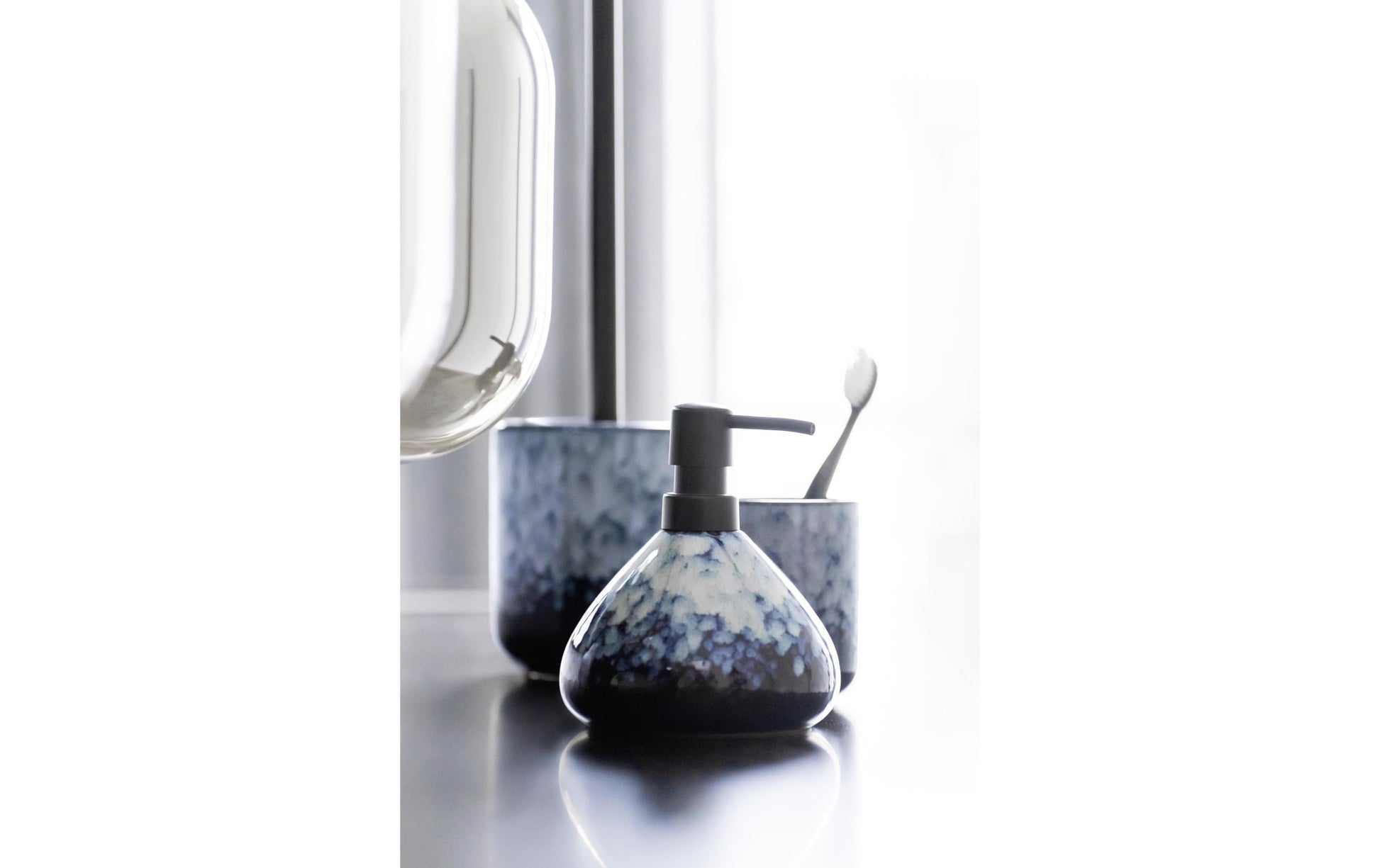 Wenko Rosali Seifenspender – Keramik, Blau, 450 ml