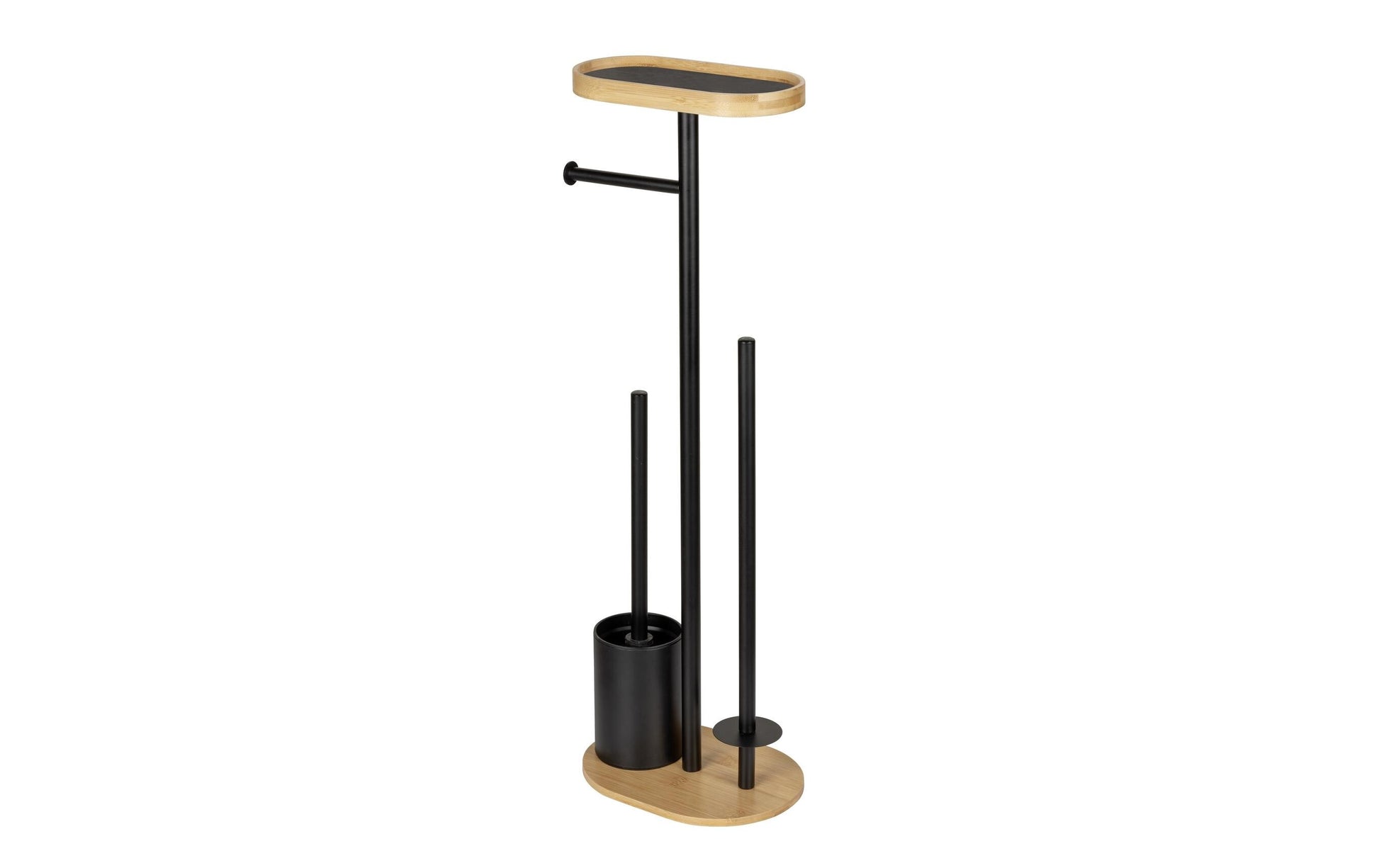 Wenko – WC-Bürstenset – Metall, Bambus, Schwarz, Braun, Bodenstehend, H 70,5 cm