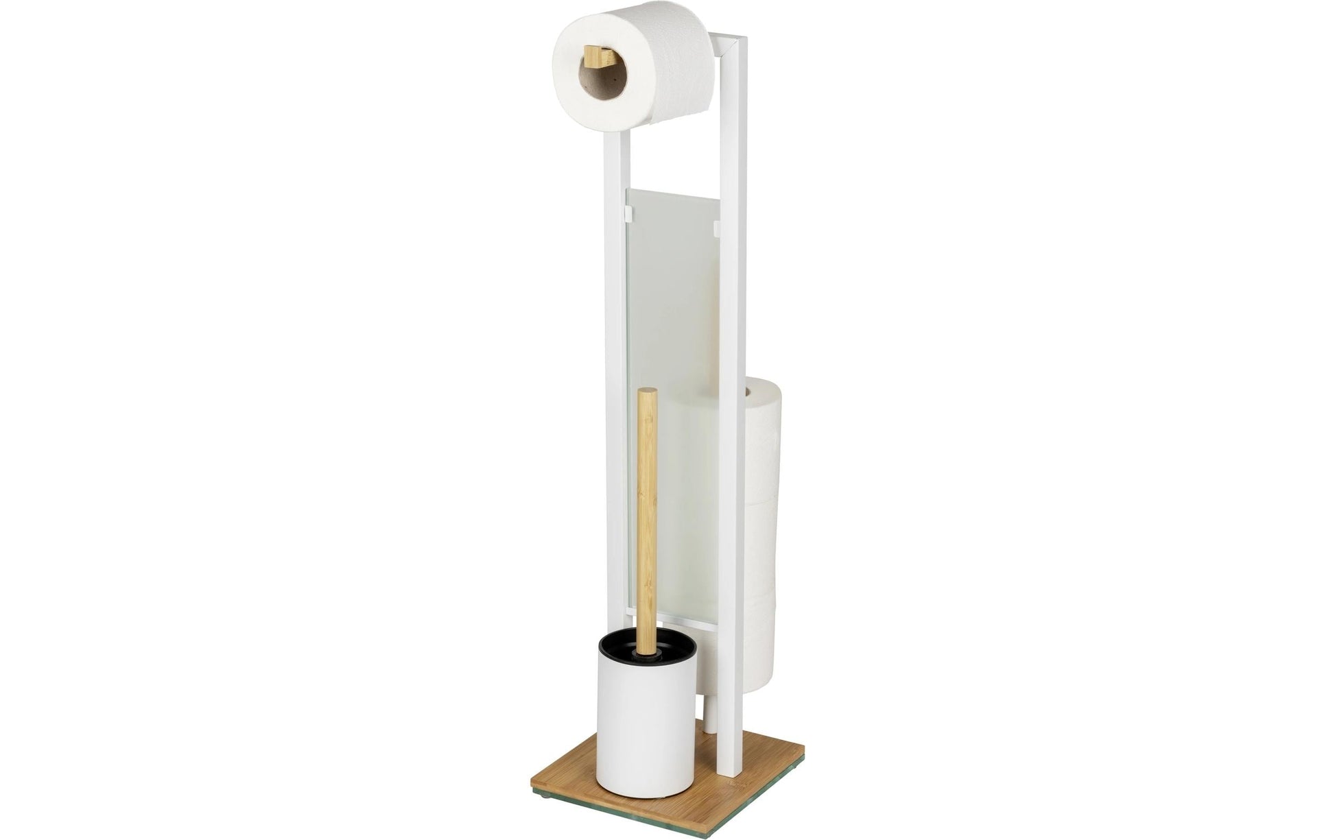 Wenko Rivalta – WC-Bürstenset – Holz, Glas, Braun, bodenstehend, H 70 cm, Ø 8 cm