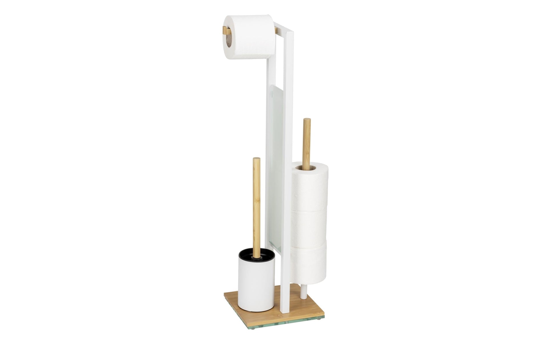 Wenko Rivalta – WC-Bürstenset – Holz, Glas, Braun, bodenstehend, H 70 cm, Ø 8 cm