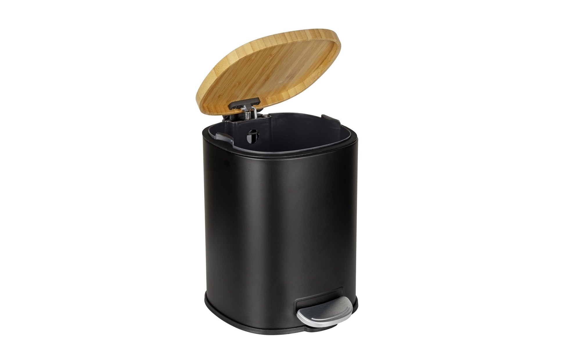 WENKO Tisch-Abfallbehälter Fianema – 3 l – mit Deckel – Stahl, schwarz – B × H × T 170 × 235 × 210 mm