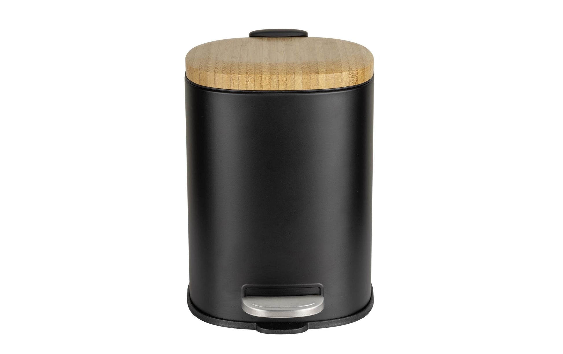 WENKO Tisch-Abfallbehälter Fianema – 3 l – mit Deckel – Stahl, schwarz – B × H × T 170 × 235 × 210 mm
