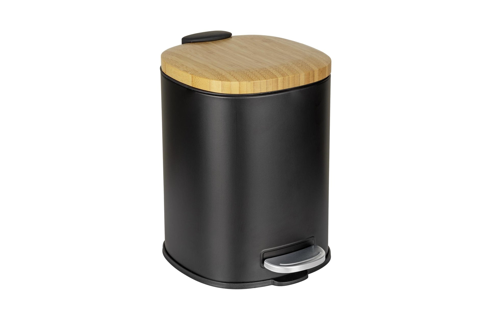WENKO Tisch-Abfallbehälter Fianema – 3 l – mit Deckel – Stahl, schwarz – B × H × T 170 × 235 × 210 mm