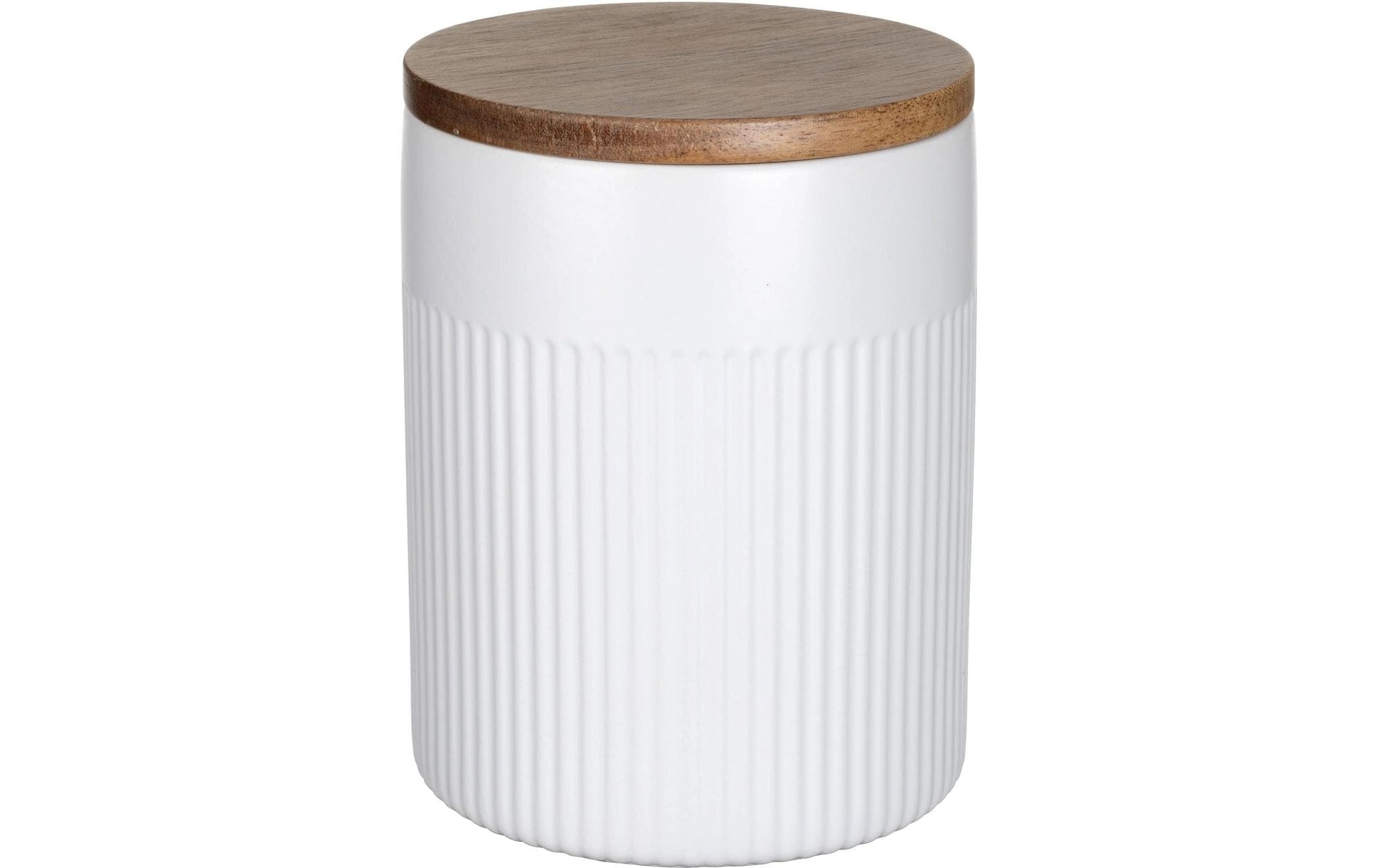 WENKO Vorratsdose 1,1 l, Ø 12 × 15,5 cm, Keramik/Holz, weiss/braun