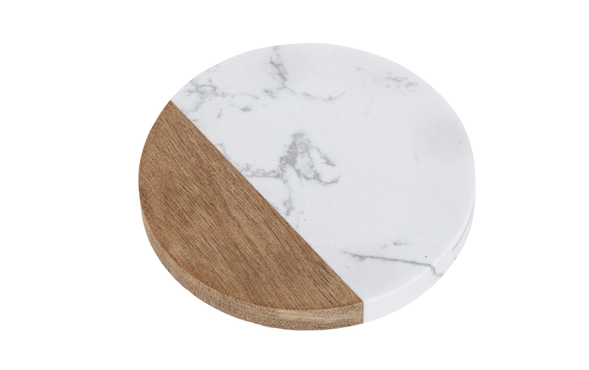 WENKO Untersetzer Marnie – Ø 10,0 cm, Marmor/Holz, Braun