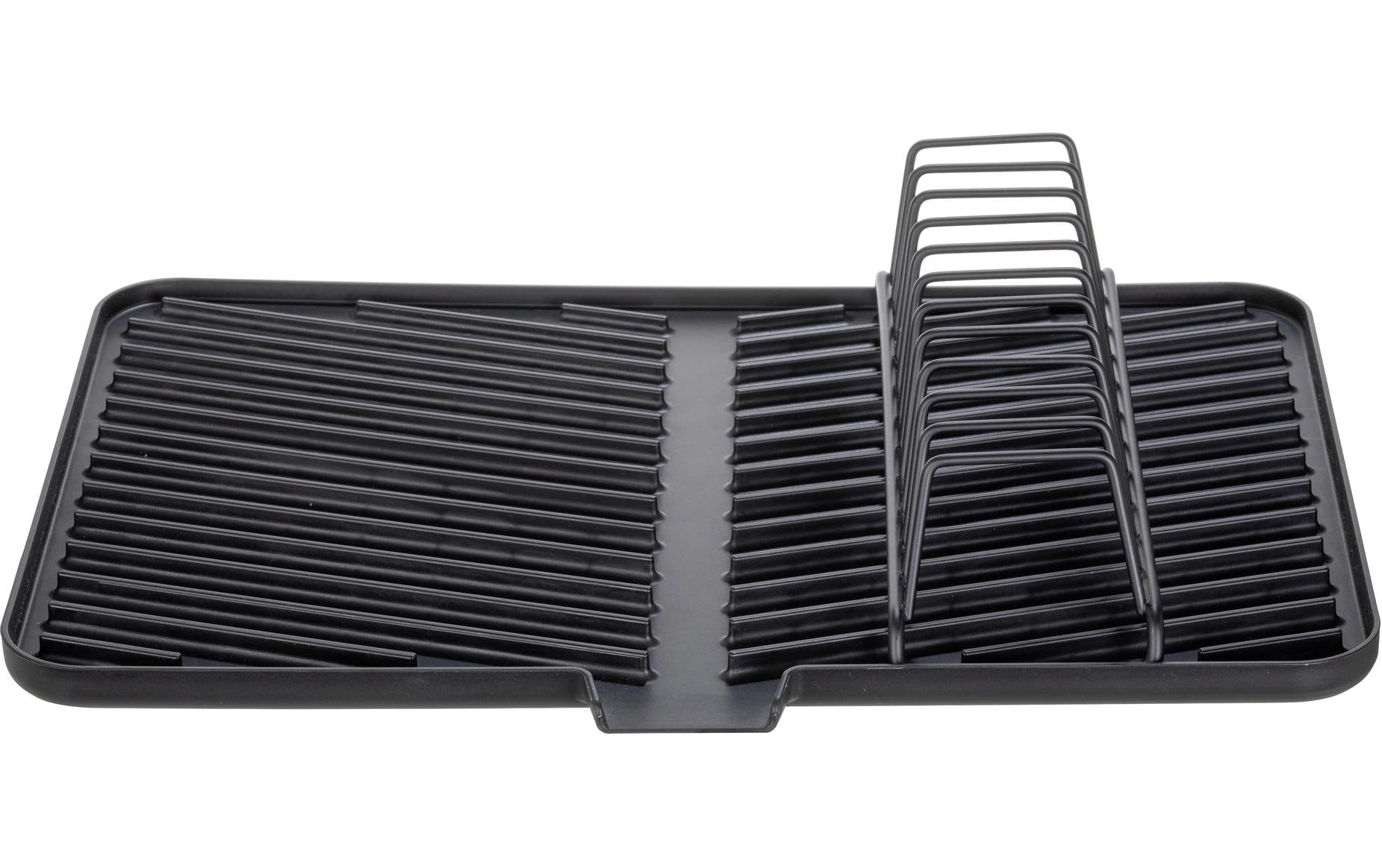 Wenko – Abtropfer 43 × 31 × 8 cm, Kunststoff, Schwarz, mit Tellerhalterung