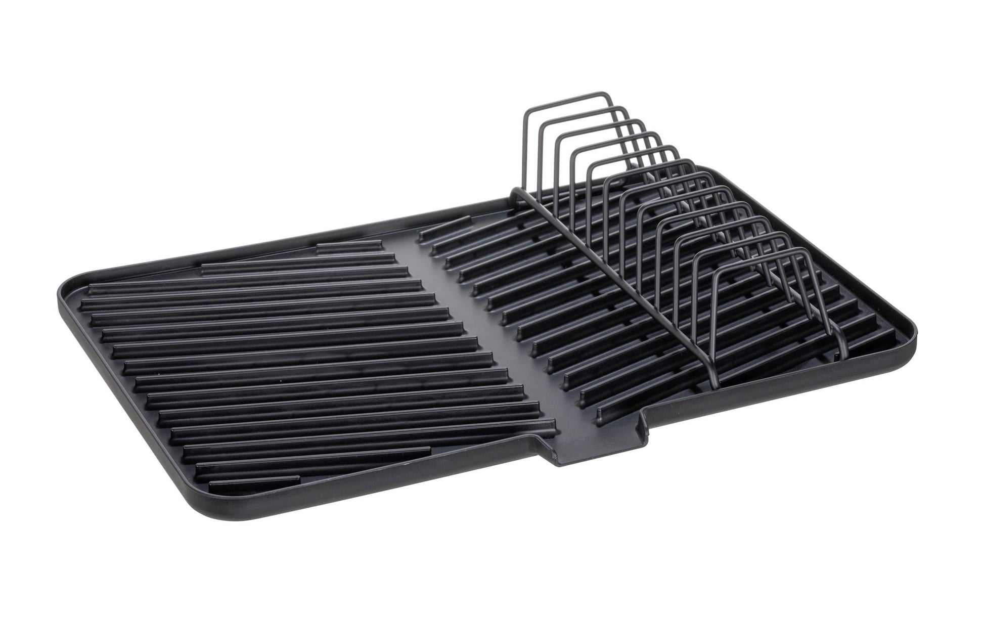 Wenko – Abtropfer 43 × 31 × 8 cm, Kunststoff, Schwarz, mit Tellerhalterung