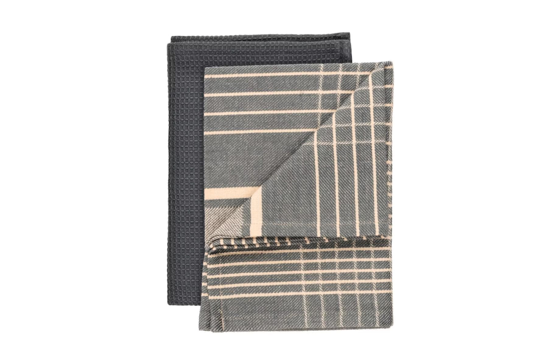 Wenko Tito – Geschirrtücher 2er-Set, 45 × 65 cm, Baumwolle, Grau