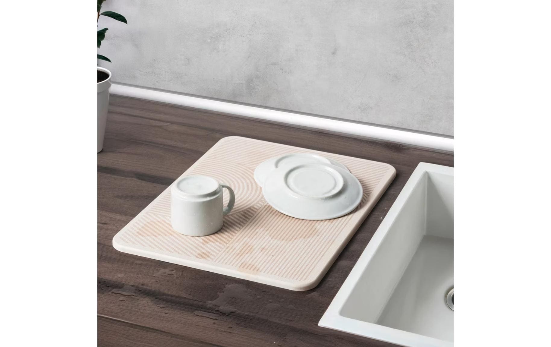 Wenko – Abtropfmatte 40 × 30 × 0,9 cm, Silikon, Beige