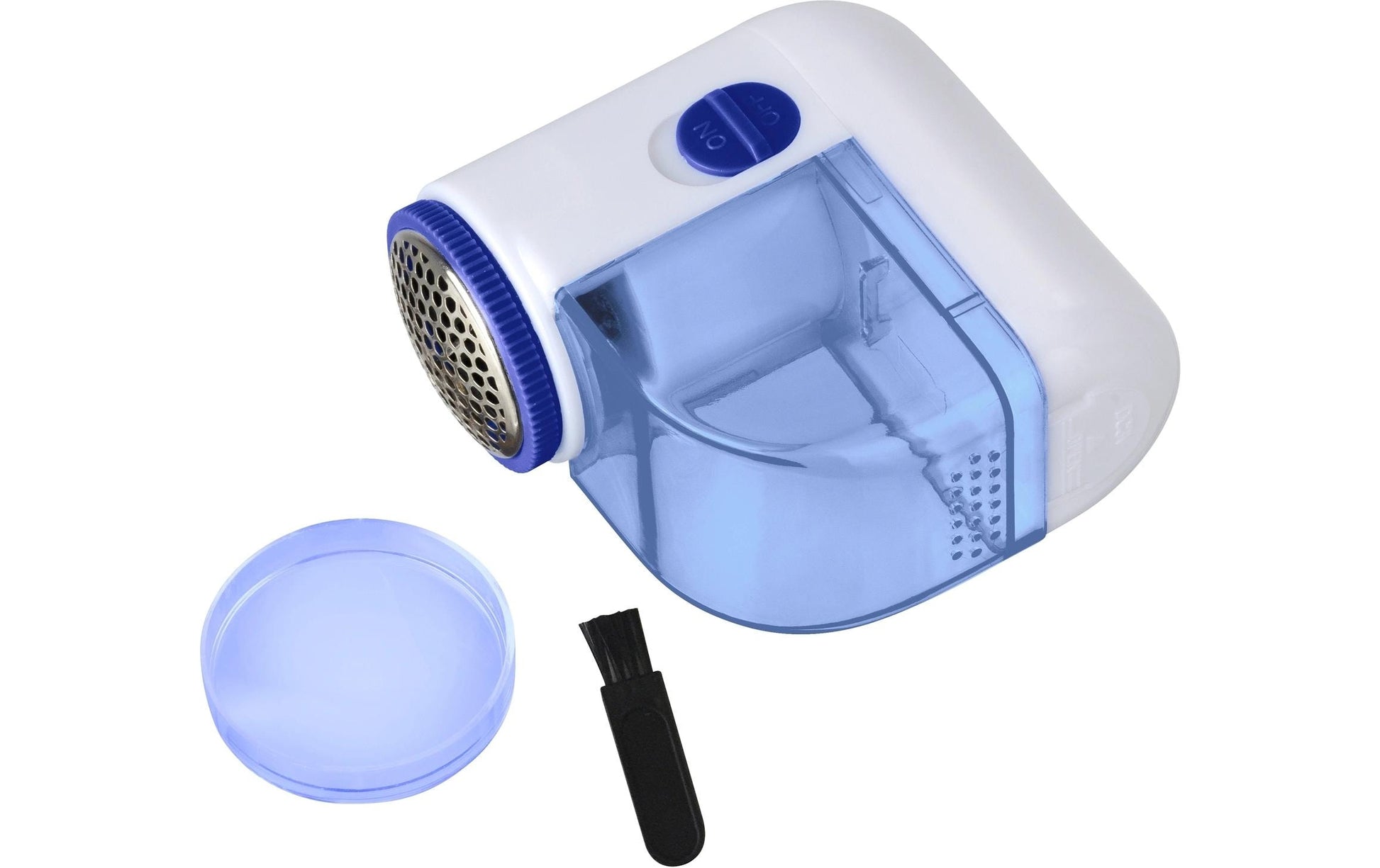 WENKO Mini Fusselrasierer – Kunststoff, Edelstahlmesser – Blau/Weiss – 7,5 × 4,0 × 7,5 cm
