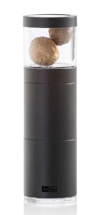AdHoc Muskatmühle Ø 3,8 × 12,5 cm, Holz, Schwarz/Transparent