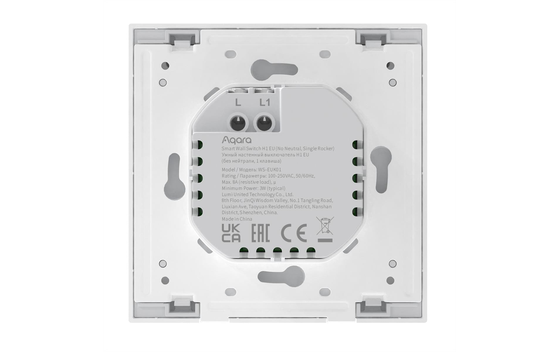 Aqara H1 – Smart-Taster – Zigbee, ohne Neutralleiter, 1-Taste, Grau