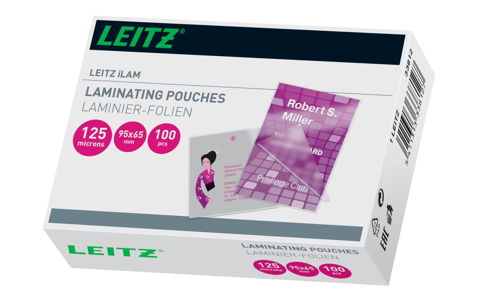 Leitz iLAM Laminierfolien 65 × 95 mm – 125 µm, glänzend, 100 Stück