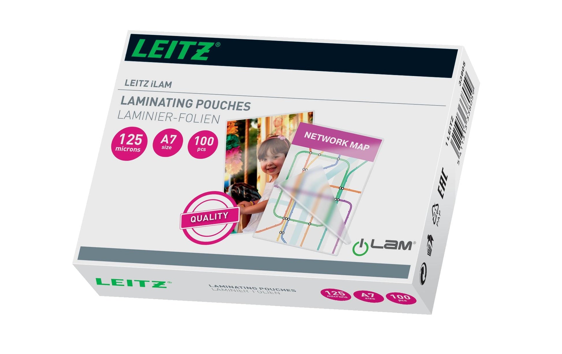 Leitz Laminierfolien A7 – 125 µm, glänzend, 100 Stück
