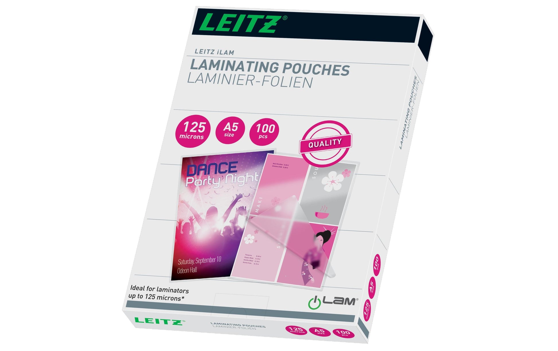 Leitz Laminierfolien A5, glänzend – 125 µm, 153 × 216 mm, 100 Stk.