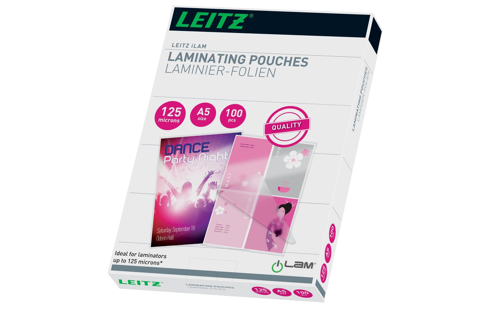 Leitz Laminierfolien A5, glänzend – 125 µm, 153 × 216 mm, 100 Stk.