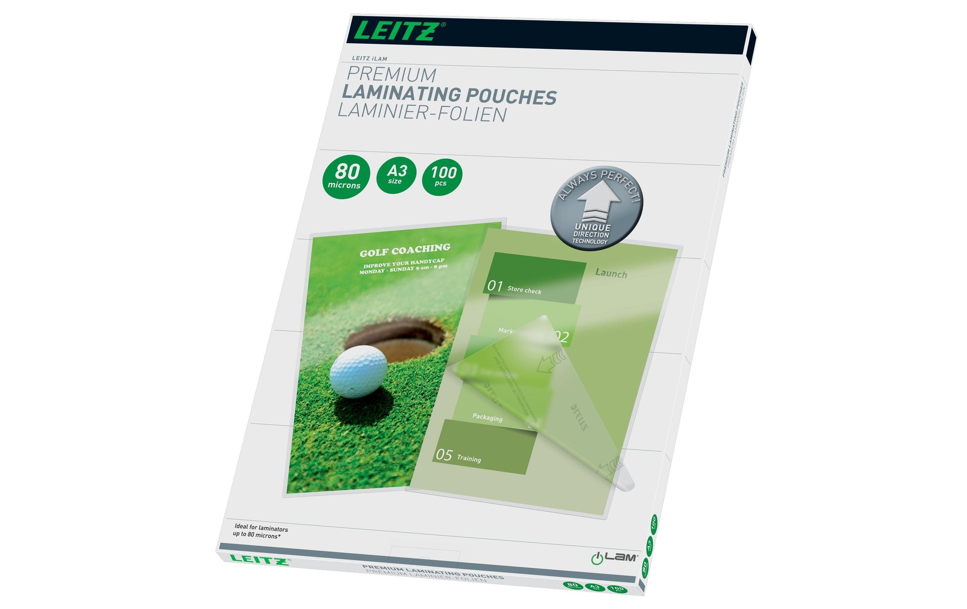 Leitz Laminierfolien A3, glänzend – 80 µm, 303 × 426 mm, 100 Stk.