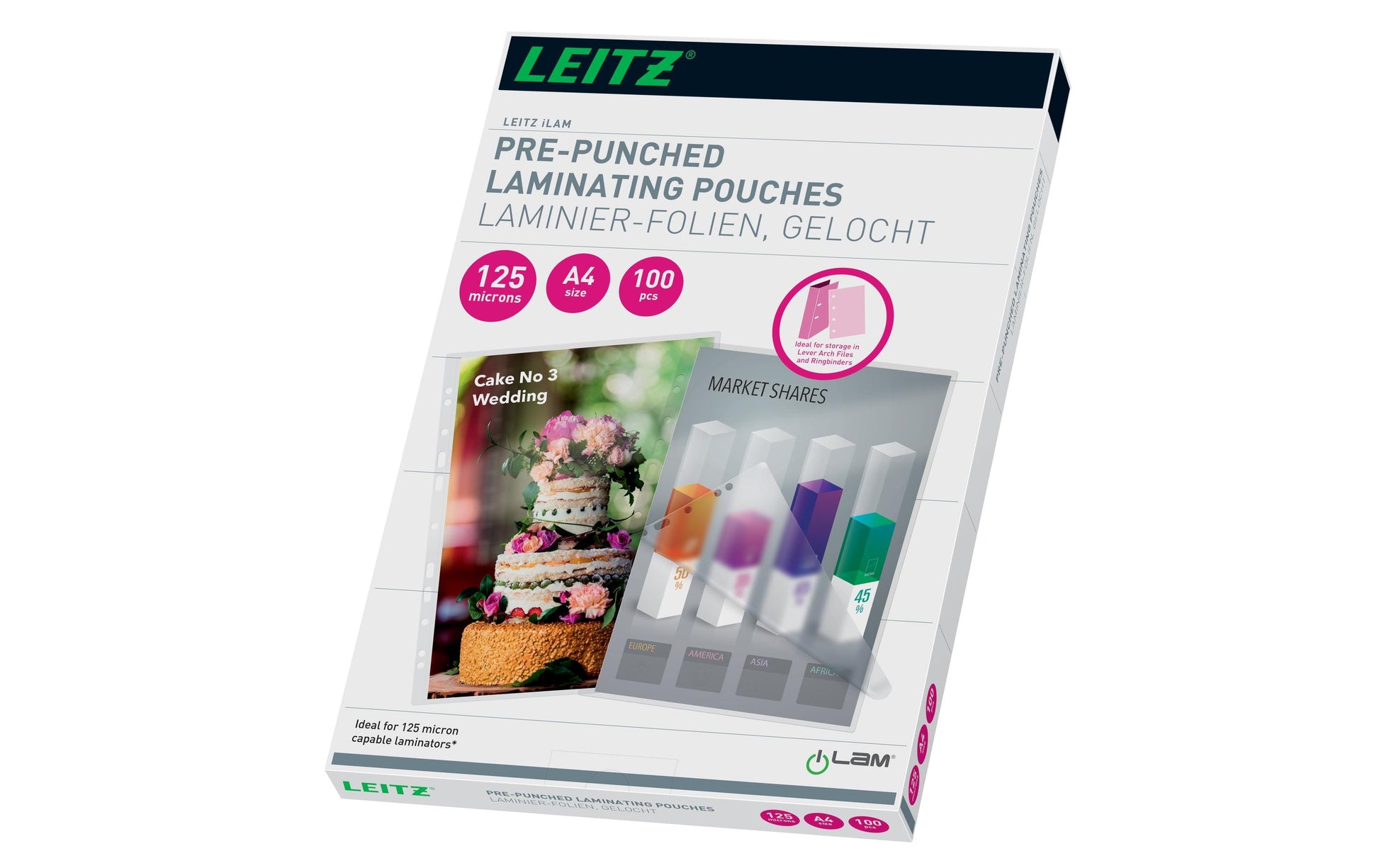 Leitz Laminierfolien A4, glänzend – 125 µm, 216 × 303 mm, 100 Stk.