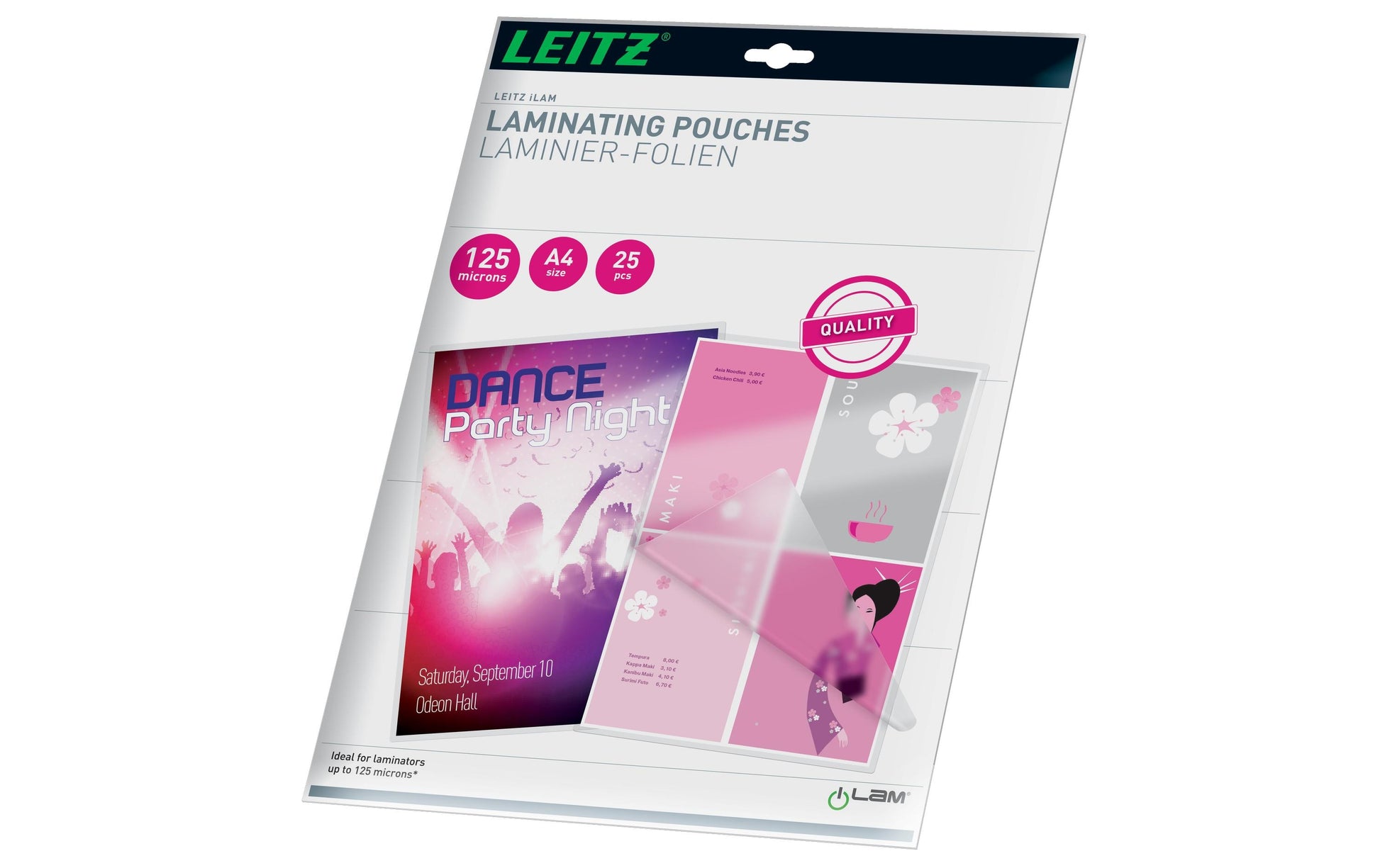 Leitz Laminierfolien A4, glänzend – 125 µm, 216 × 303 mm, 25 Stk.