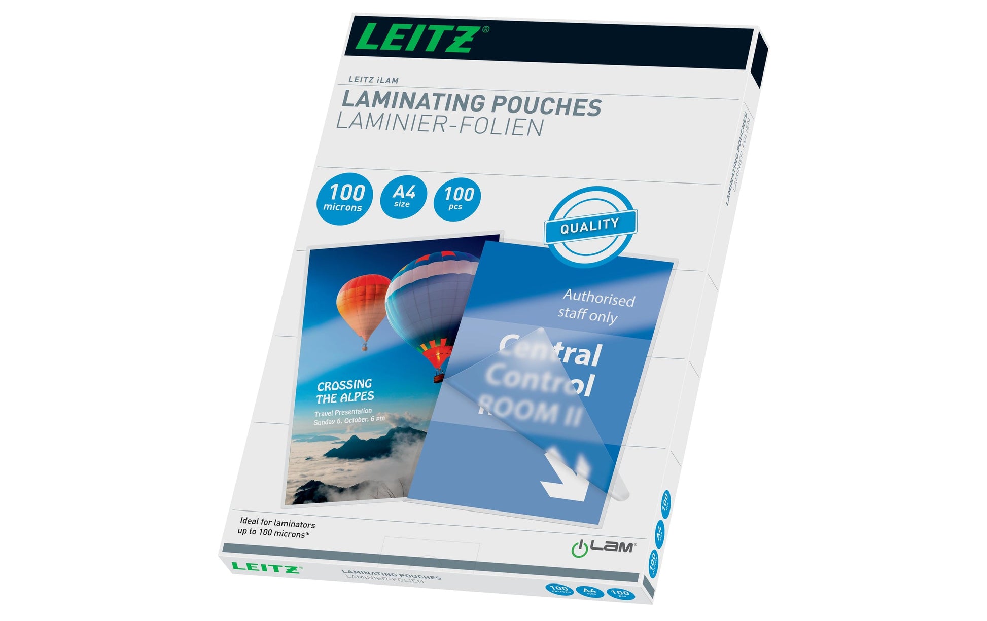 Leitz Laminierfolien A4, glänzend – 100 µm, 216 × 303 mm, 100 Stk.