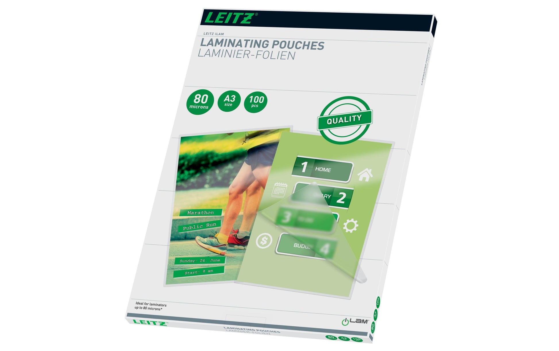 Leitz Laminierfolien A3, glänzend – 80 µm, 303 × 426 mm, 100 Stk.