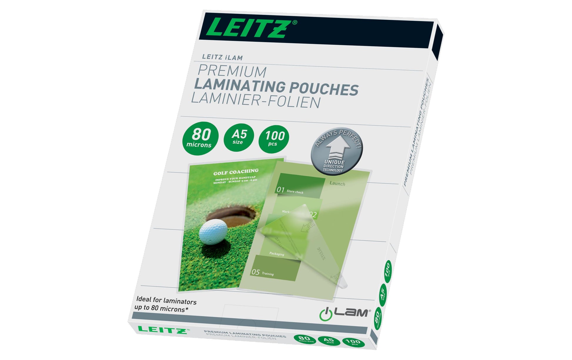 Leitz Laminierfolien A5, glänzend – 80 µm, 153 × 216 mm, 100 Stk.