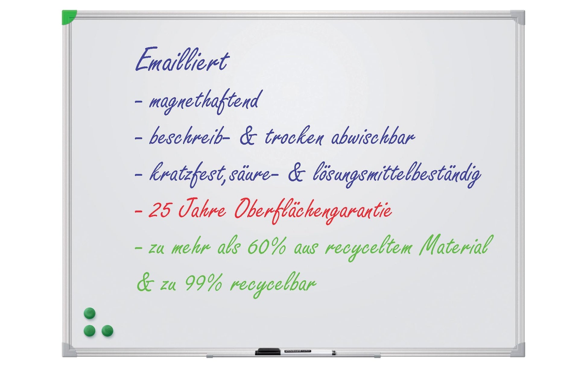 Franken Whiteboard – 120 × 90 cm, Emaille, magnetisch, Alu-Rahmen, Wandmontage, inkl. Stiftablage